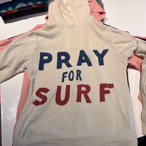 Aviator Nation Cream Hoodie with Blue and Red Print